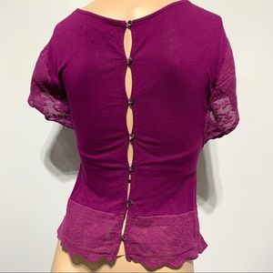 AMERICAN EAGLE AEO Button Back Top Pink Lace Details XS